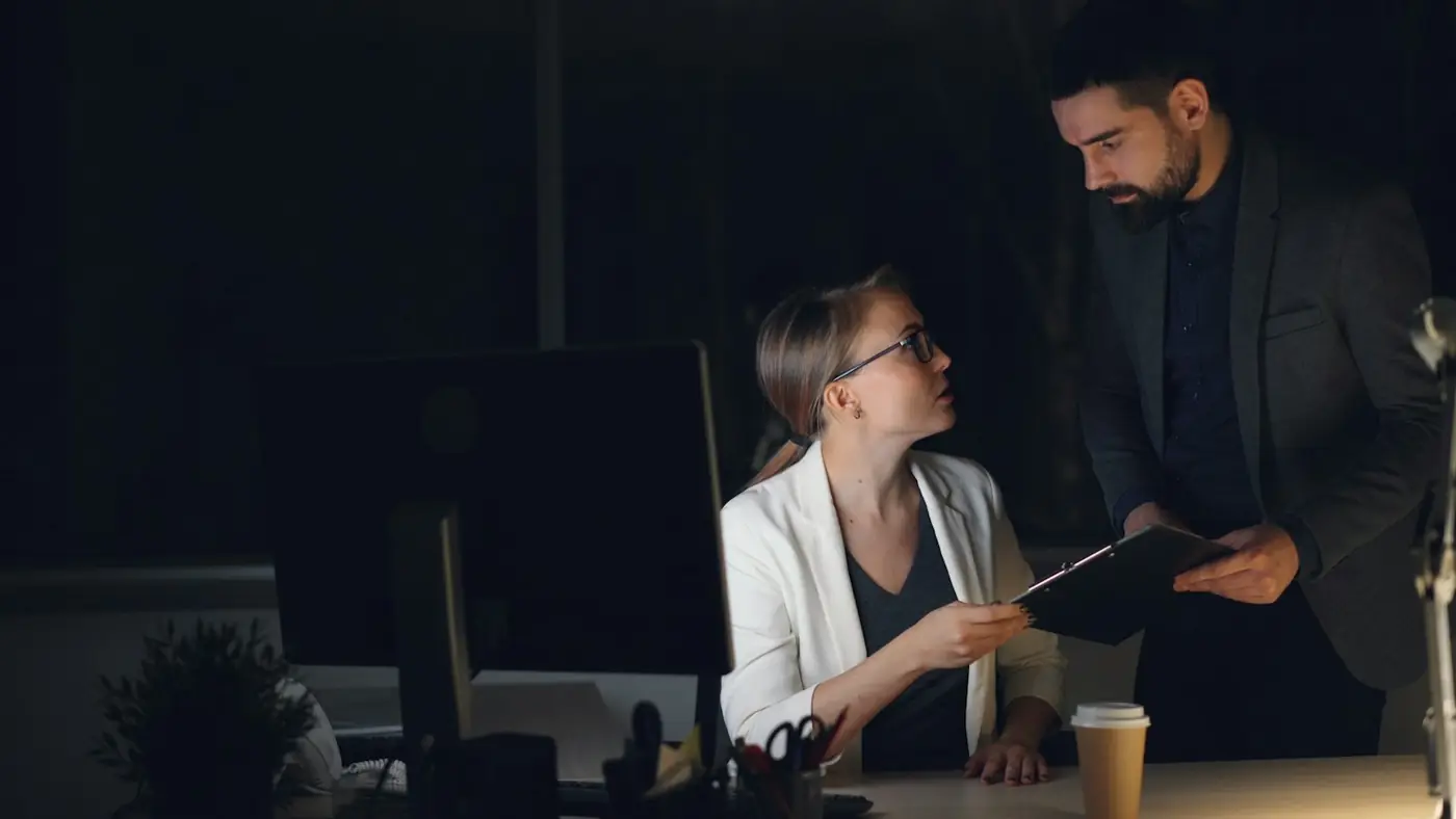 Colleagues reviewing documents