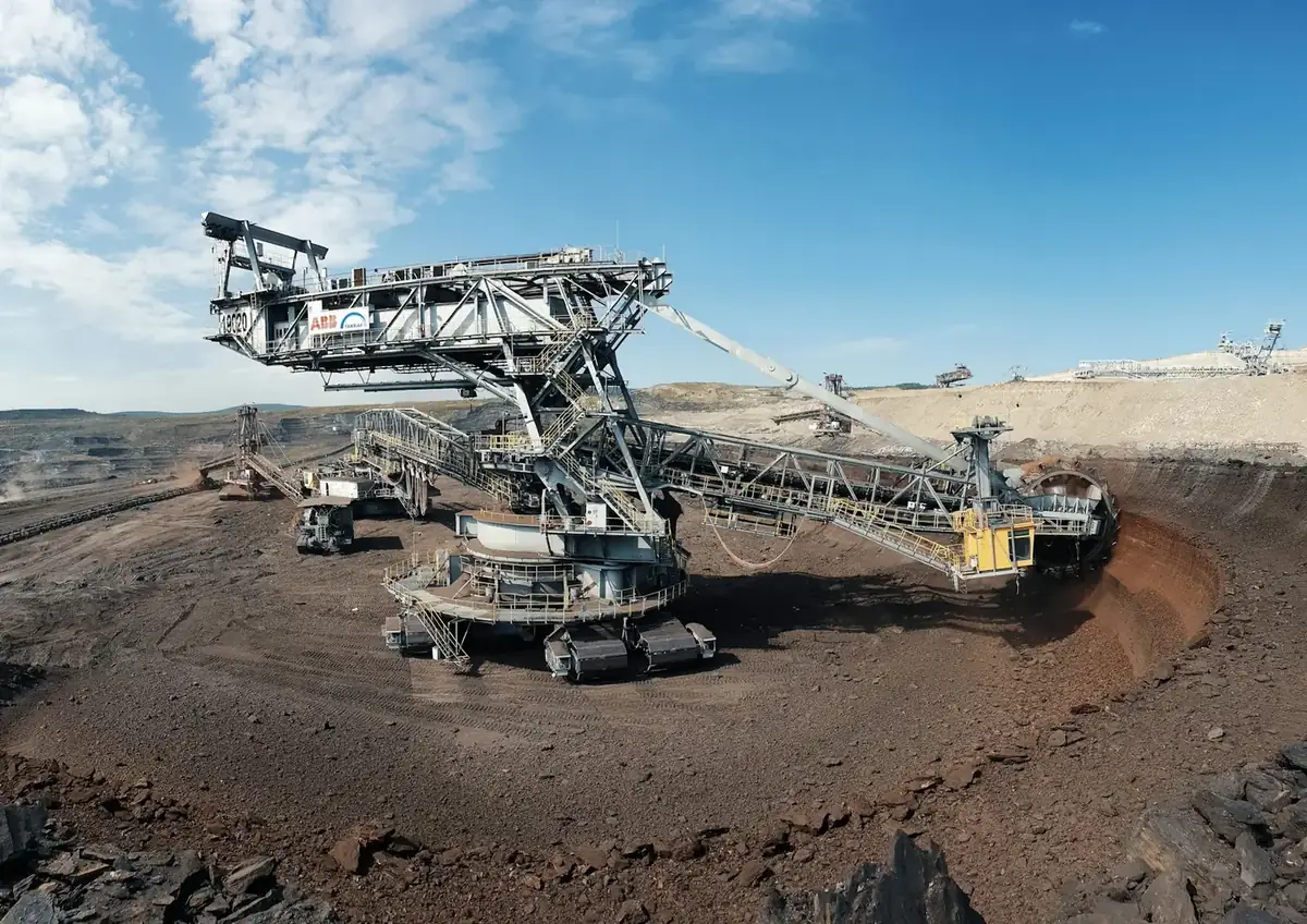 Mining equipment at an open-pit mine